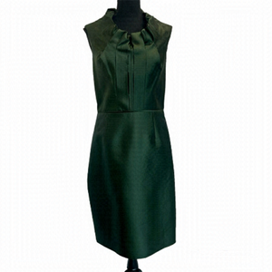CARLISLE green silk wool ruffle neck sleeveless dress Sz 12 NWOT